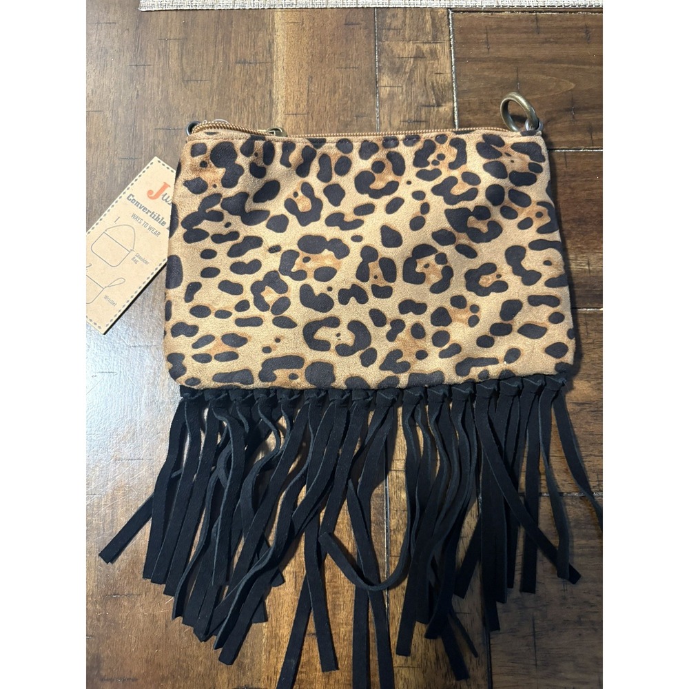 Justin Convertible Bag Women Small Leopard Burgundy Fringe Western Wristlet